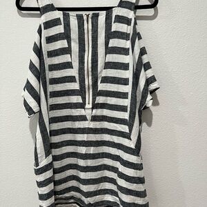 Soft Surroundings Black and White Striped Top